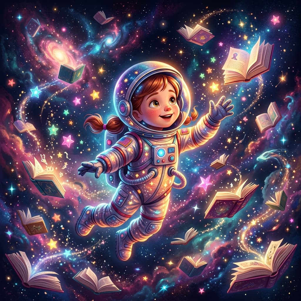 Cinematic illustration child astronaut